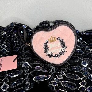 Juicy Couture Heart-Shaped Pink and Black Coin Purse